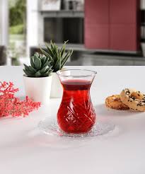 Pasabahce Timeless Set of 6pcs Tea Cups & Saucers 170ml Clear - Premium Tea Istikanas Without Handle from Pasabahce Essentials - Just $65! 