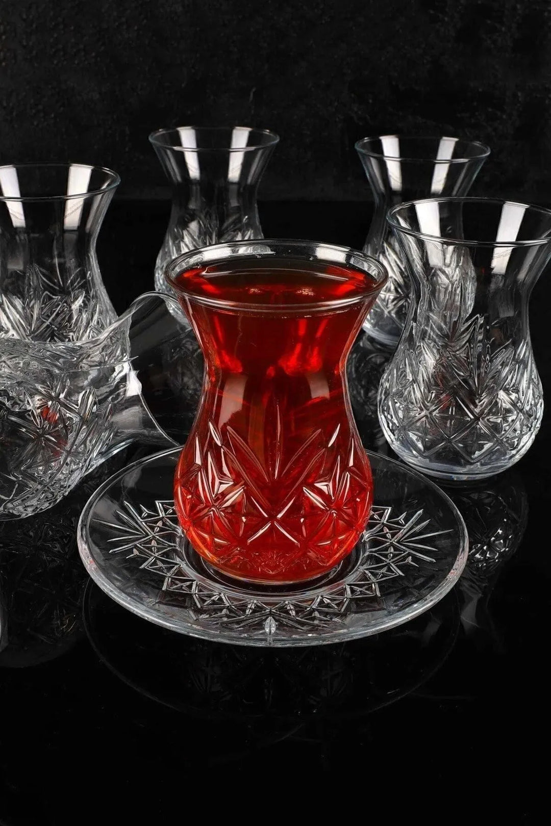 Pasabahce Timeless Set of 6pcs Tea Cups & Saucers 170ml Clear - Premium Tea Istikanas Without Handle from Pasabahce Essentials - Just $65! 