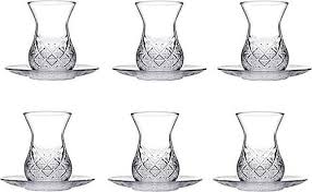 Pasabahce Timeless Set of 6pcs Tea Cups & Saucers 170ml Clear - Premium Tea Istikanas Without Handle from Pasabahce Essentials - Just $65! 