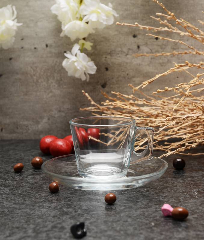 Pasabahce Vela Set of 6pcs Cups and Saucers 80cc Clear - Premium  from Pasabahce Essentials - Just $50! 