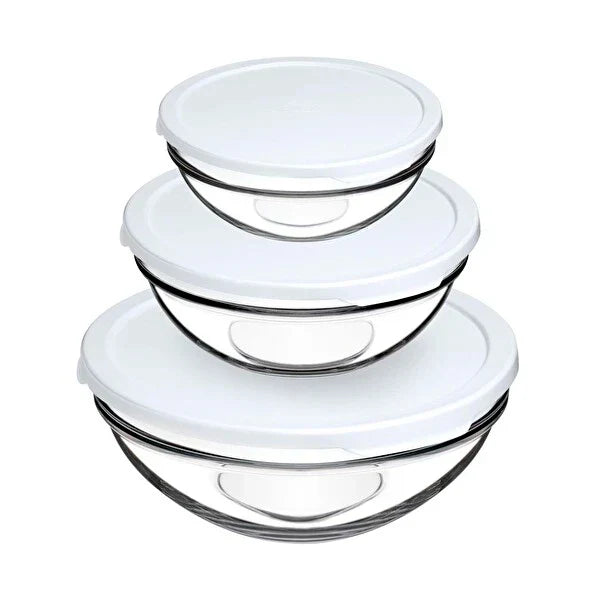 Pasabahce Chef Set of 3 Pcs Food Container with White Lid Clear - Premium Food Container from Pasabahce Essentials - Just $55! 