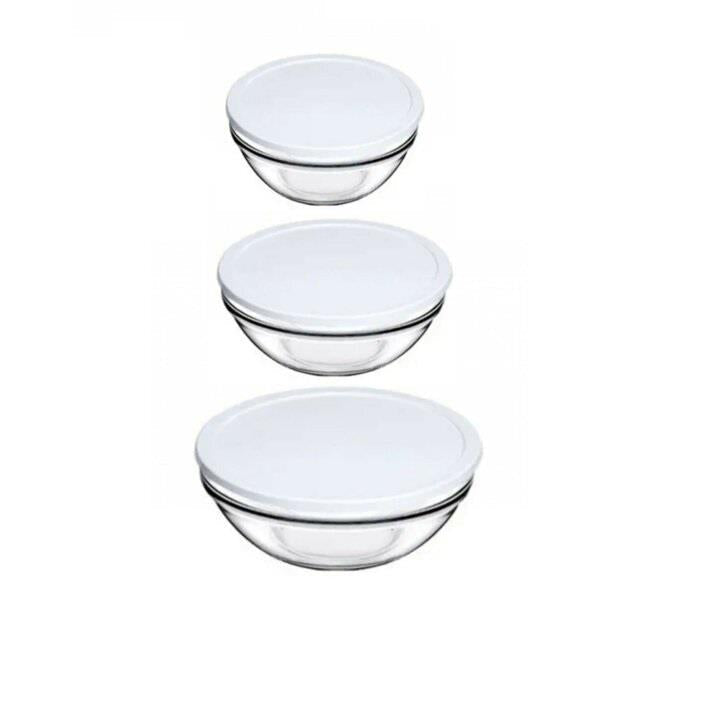 Pasabahce Chef Set of 3 Pcs Food Container with White Lid Clear - Premium Food Container from Pasabahce Essentials - Just $55! 