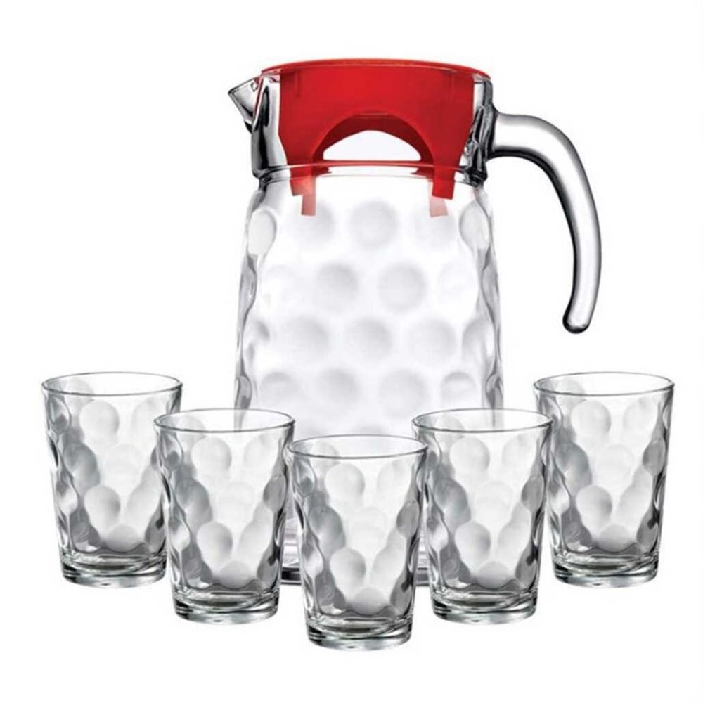 Pasabahce Space Set of 7pcs 1 pc Jug and 6pcs Tumblers Clear - Premium Jug from Pasabahce Essentials - Just $35! 