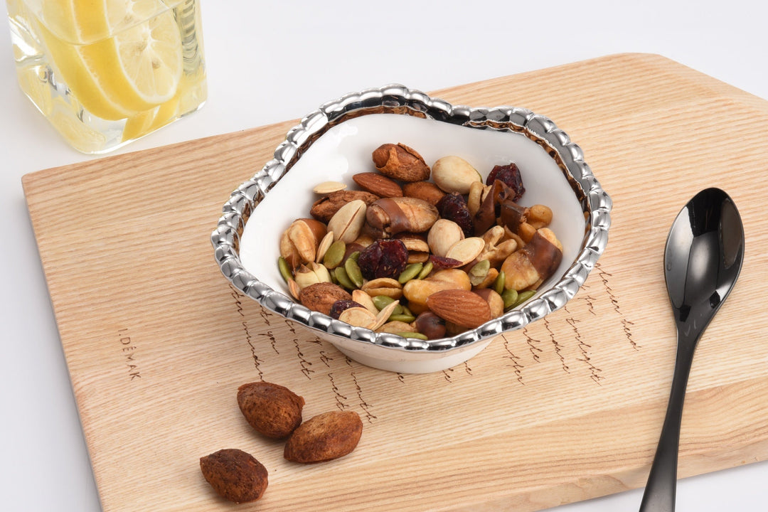 Pampa Bay Salerno Snack Bowl - White & Silver - Premium Bowl from Pampa Bay - Just $75! 