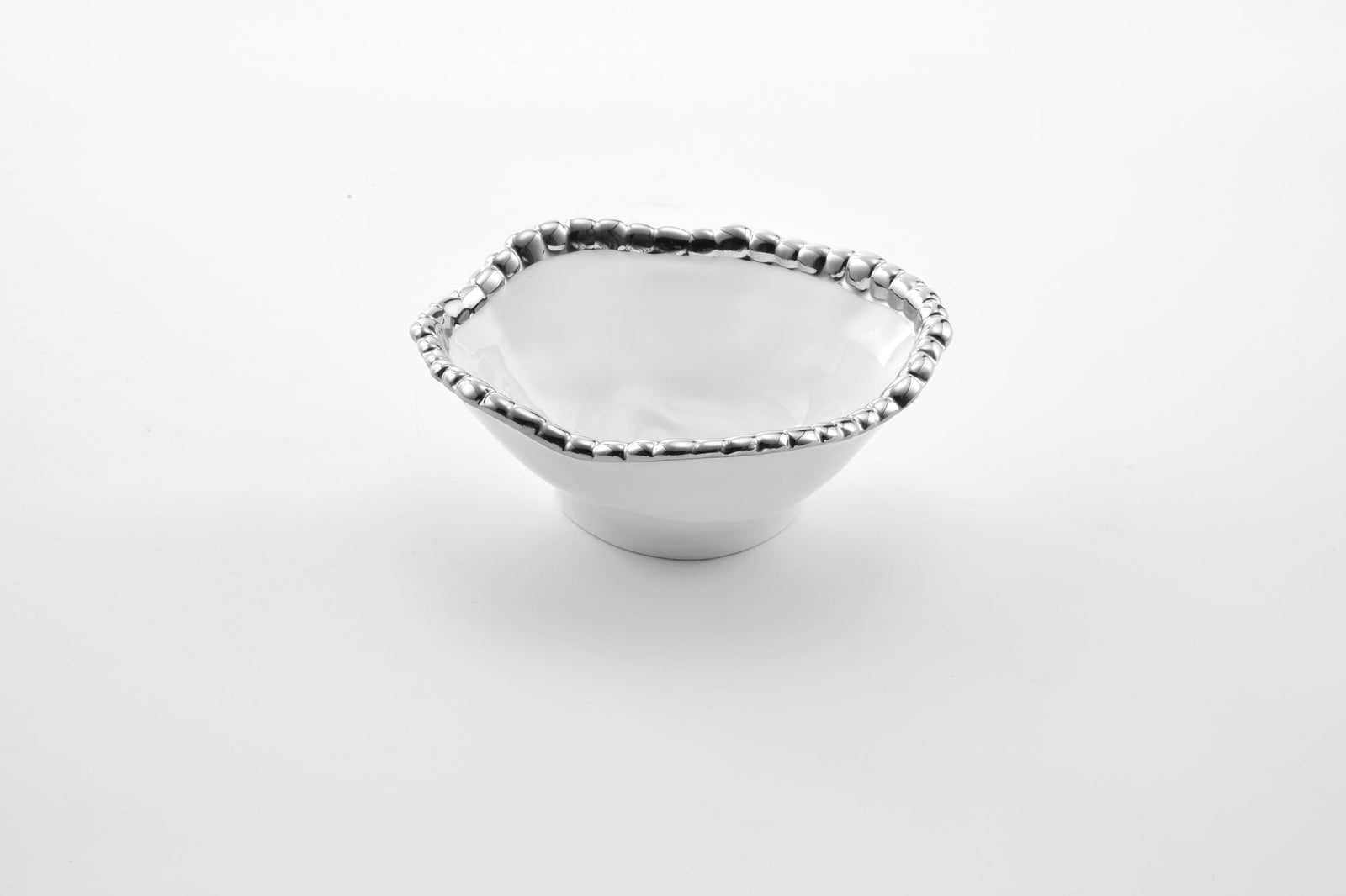 Pampa Bay Salerno Snack Bowl - White & Silver - Premium Bowl from Pampa Bay - Just $45! 