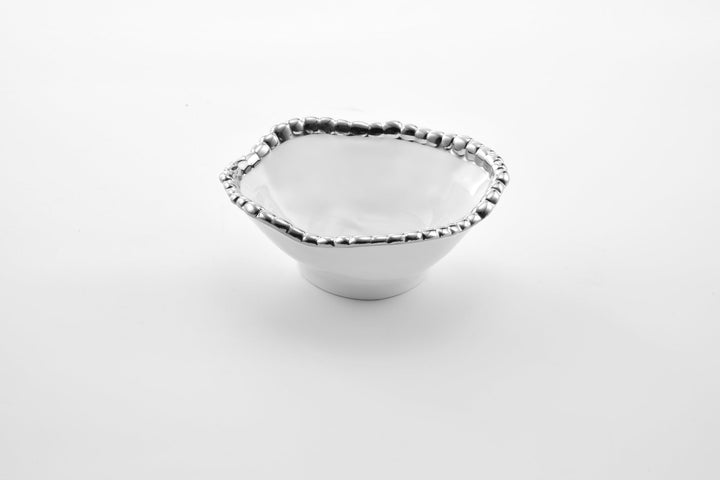 Pampa Bay Salerno Snack Bowl - White & Silver - Premium Bowl from Pampa Bay - Just $75! 