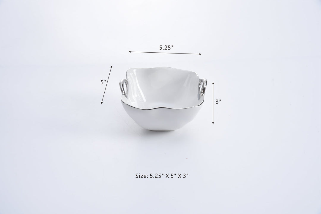 Pampa Bay Snack Square Bowl White & Silver with Handles - Premium Bowl from Pampa Bay - Just $125! 