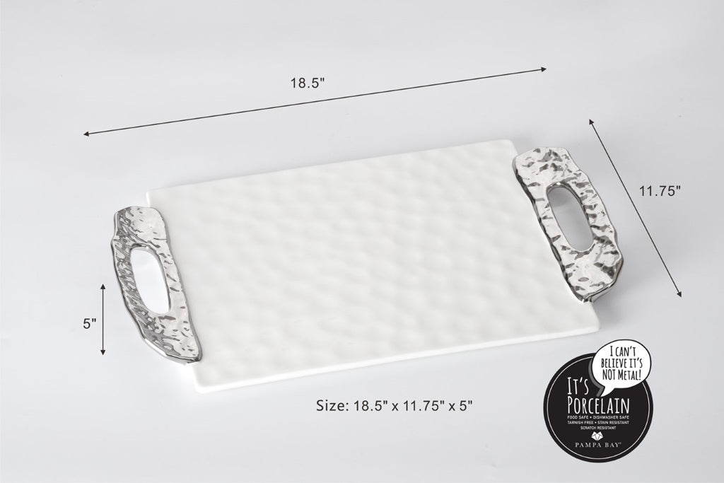 Pampa Bay Accessories Tray White & Silver with Handles - Premium Serving Trays from Pampa Bay - Just $330! 