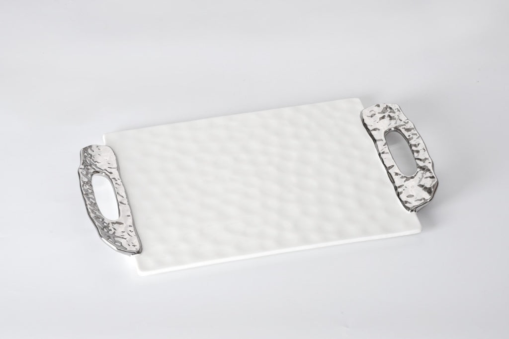 Pampa Bay Accessories Tray White & Silver with Handles - Premium Serving Trays from Pampa Bay - Just $330! 