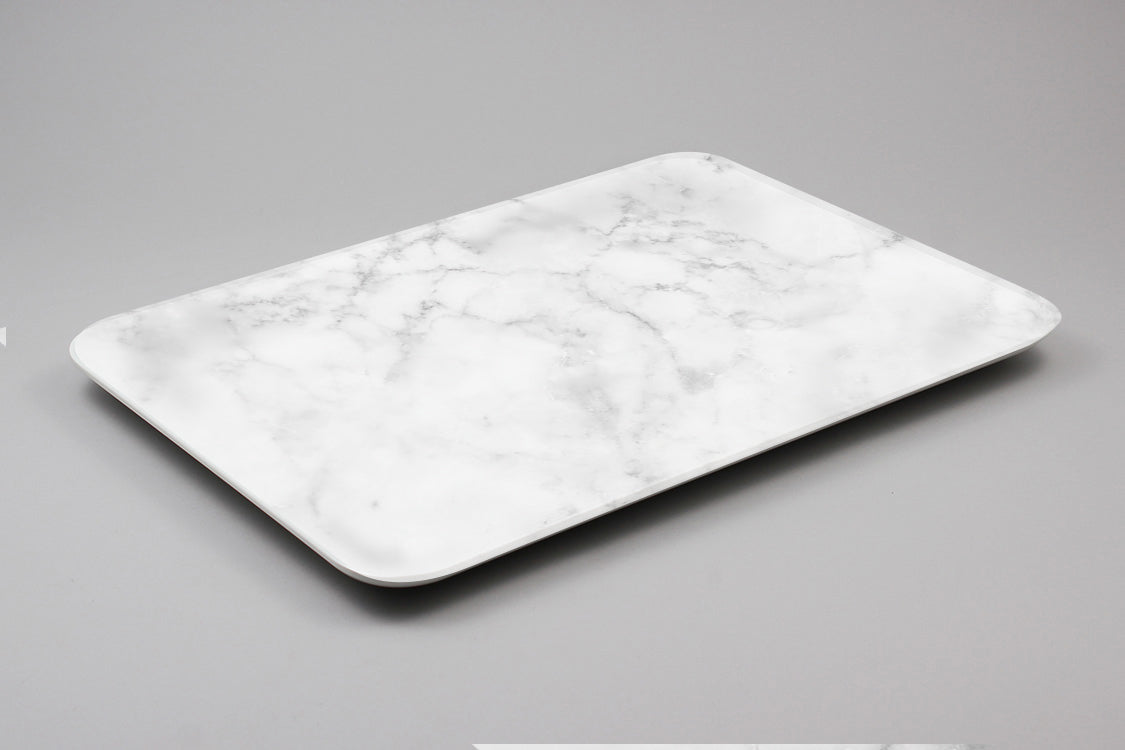 Efay Melamine Marble Carrara Rectangular Tray 15" Pure White - Premium Tray from Efay - Just $55! 