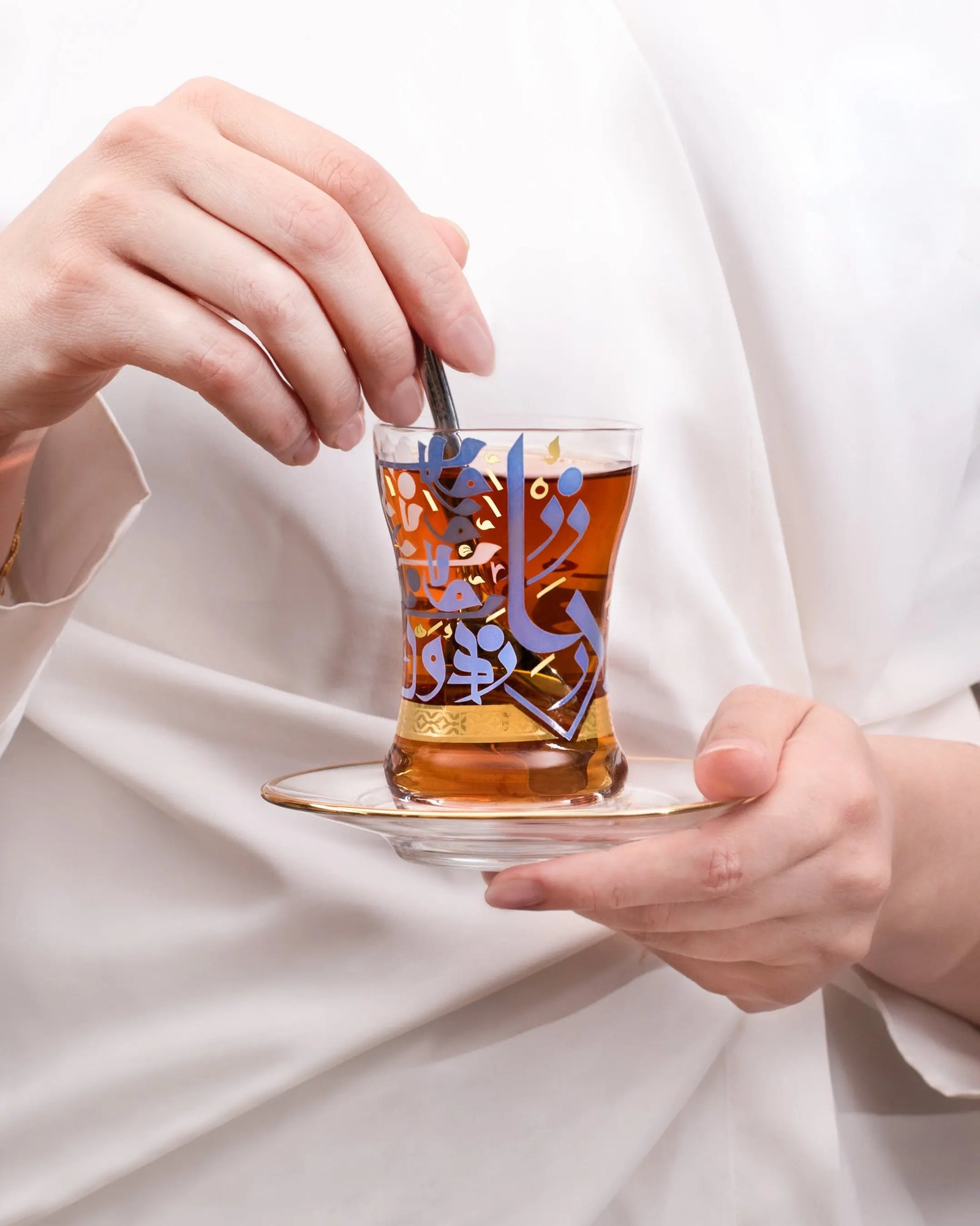 Dimlaj Wadoud Set Of 6 Pcs Tea Cups And Saucers (Gold) Wadoud By Dimlaj