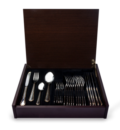 Dimlaj 24 Pcs cutlery Set - silver with gold line premium wooden gift box no - Premium Cutlery from Dimlaj - Just $445! 