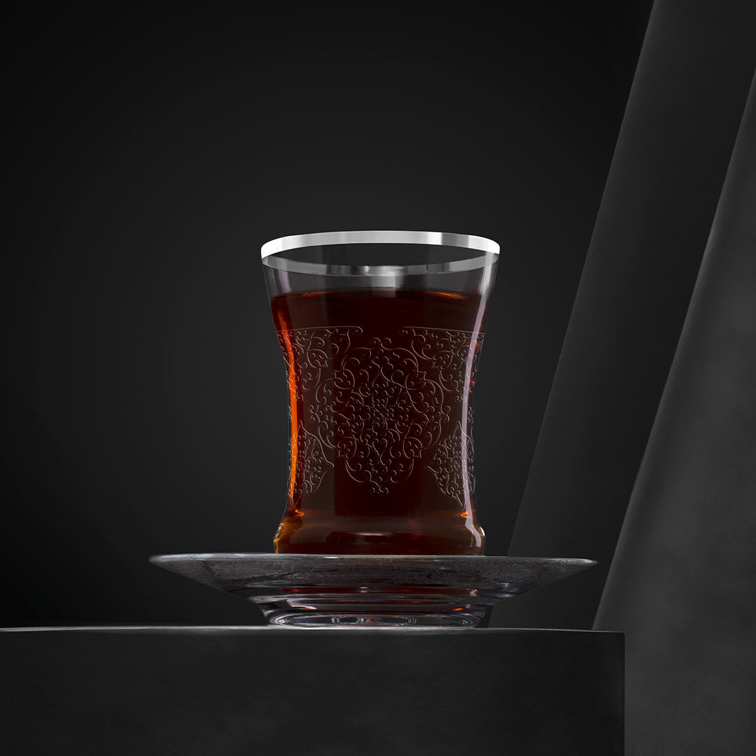 Dimlaj Perla Set of 6 Pcs Tea Cups and Saucers (Platinum) - Premium Tea Cups from Perla By Dimlaj - Just $395! 