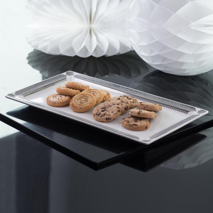 Dimlaj Cordoba Large Rectangular Serving Plate (Platinum) - Premium Porcelain Plates from Cordoba By Dimlaj - Just $210! 