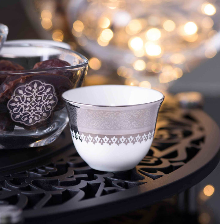 Dimlaj Cordoba Set of 6 Pcs Cawa Cups (Platinum) - Premium Cawa Cups from Cordoba By Dimlaj - Just $130! 