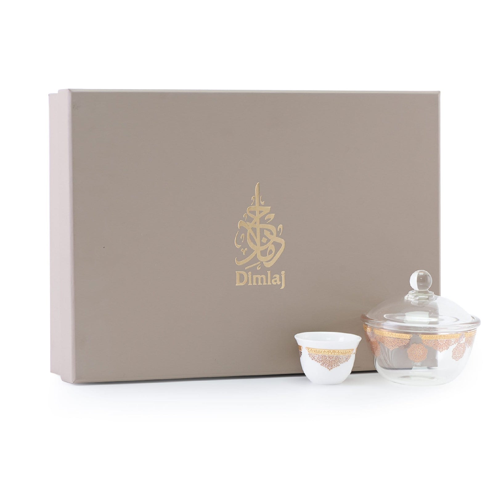 Dimlaj Selena Set of 14 Pcs Cawa Cups and Serving Bowl (Gold & Pink) - Premium Cawa Cups from Selena By Dimlaj - Just $148! 