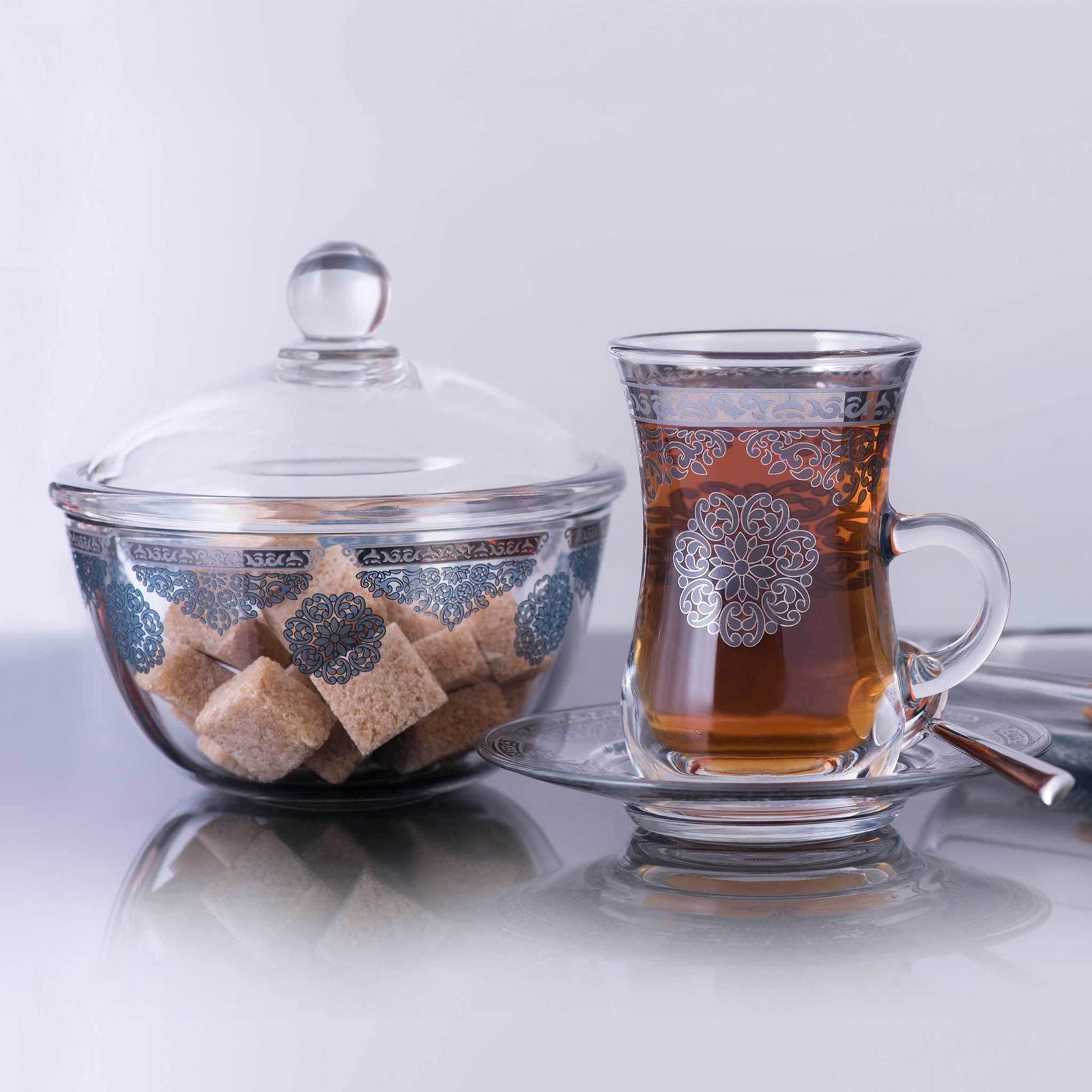 Dimlaj Selena Set of 20 Pcs Assorted Drinkware (Platinum & Blue) - Premium Special Sets from Selena By Dimlaj - Just $290! 