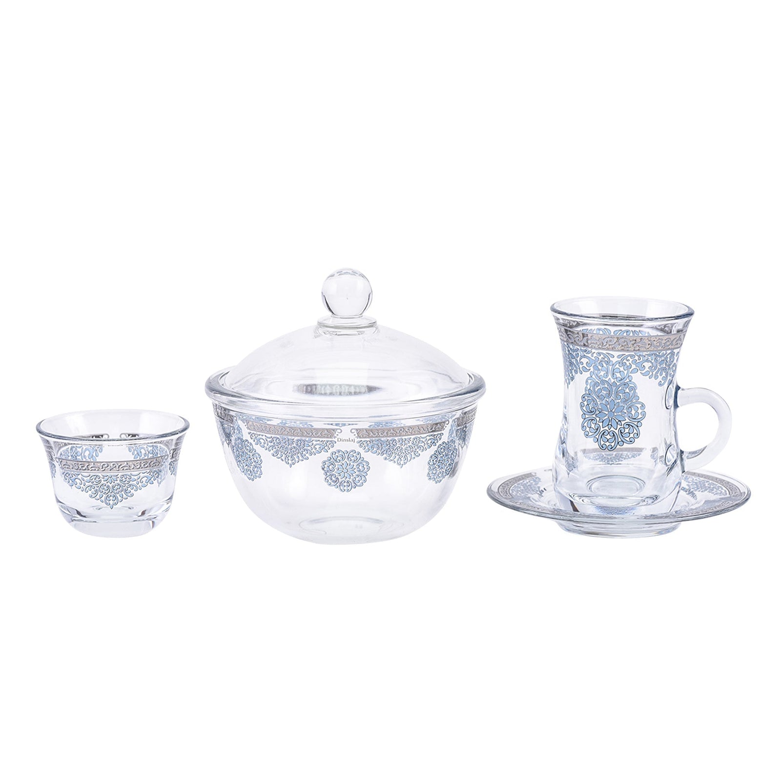 Dimlaj Selena Set of 20 Pcs Assorted Drinkware (Platinum & Blue) - Premium Special Sets from Selena By Dimlaj - Just $290! 