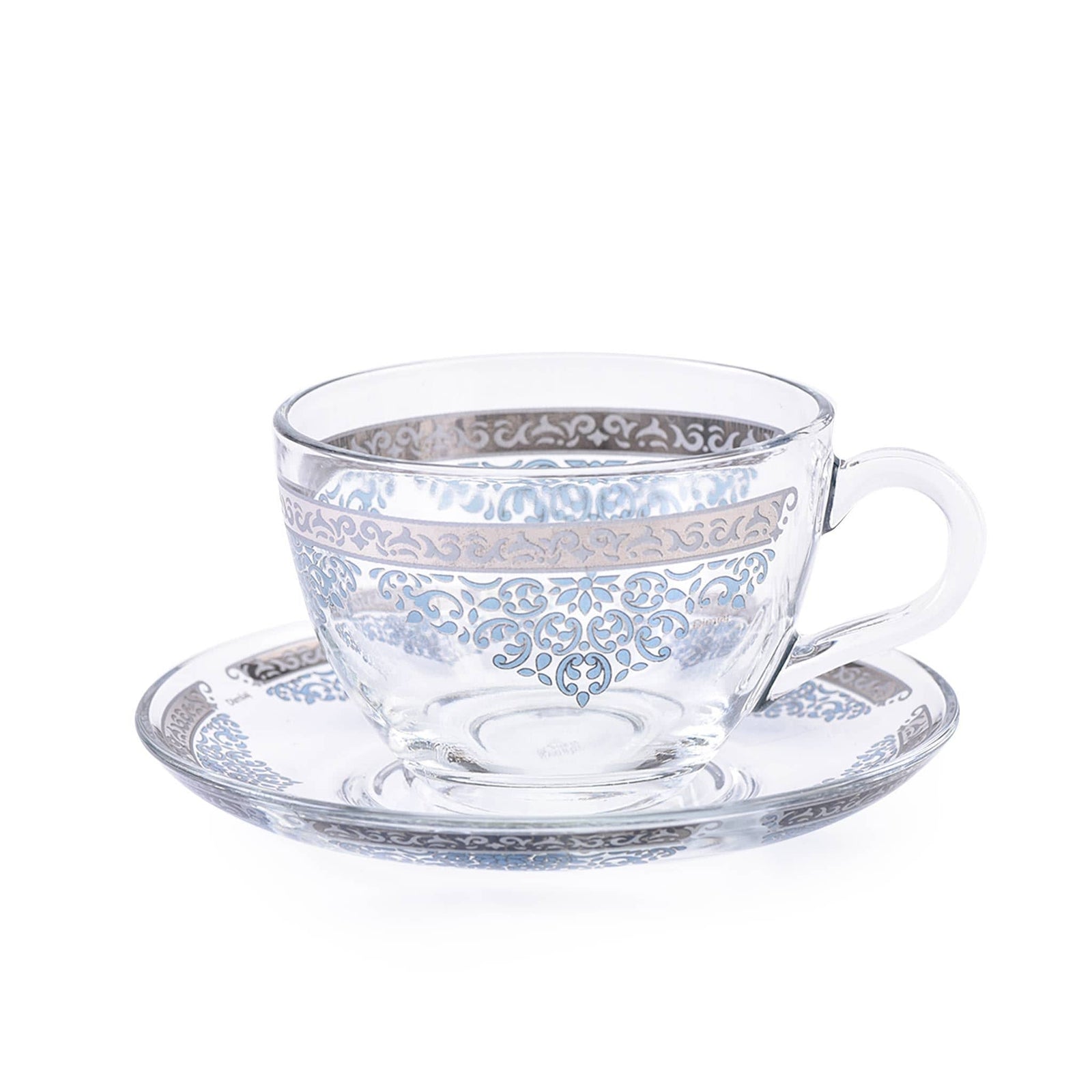 Dimlaj Selena Set of 6 Pcs Tea Cups and Saucers (Platinum & Blue) - Premium Tea Cups from Selena By Dimlaj - Just $108! 