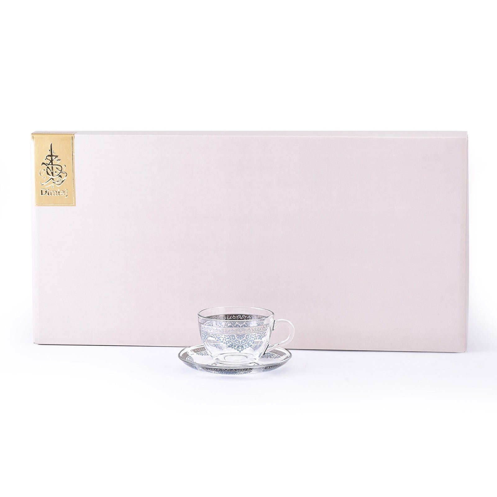 Dimlaj Selena Set of 6 Pcs Tea Cups and Saucers (Platinum & Blue) - Premium Tea Cups from Selena By Dimlaj - Just $108! 