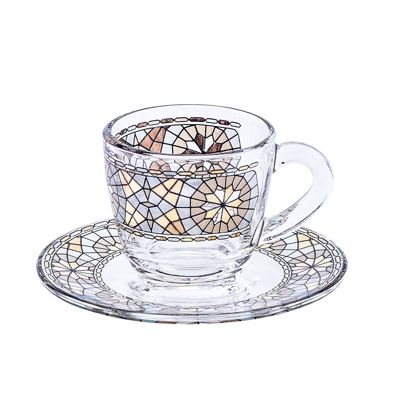 Dimlaj Montage Set of 6 Pcs Coffee Cups and Saucers (Gold & Green) - Premium Coffee Sets from Montage By Dimlaj - Just $225! 