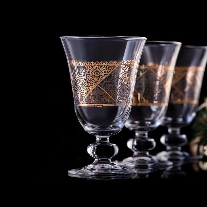 Dimlaj Sana Set of 6 Pcs Goblet Stemwares (Gold & Platinum) - Premium Goblet Stemware from Sana By Dimlaj - Just $200! 