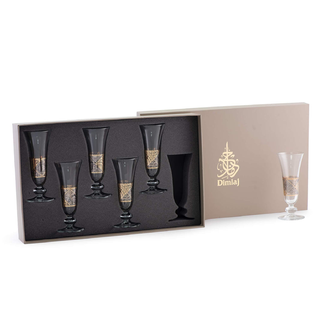 Dimlaj Sana Set of 6 Pcs Flute Stemwares Gold & Platinum - Premium Flute Stemware from Sana By Dimlaj - Just $200! 