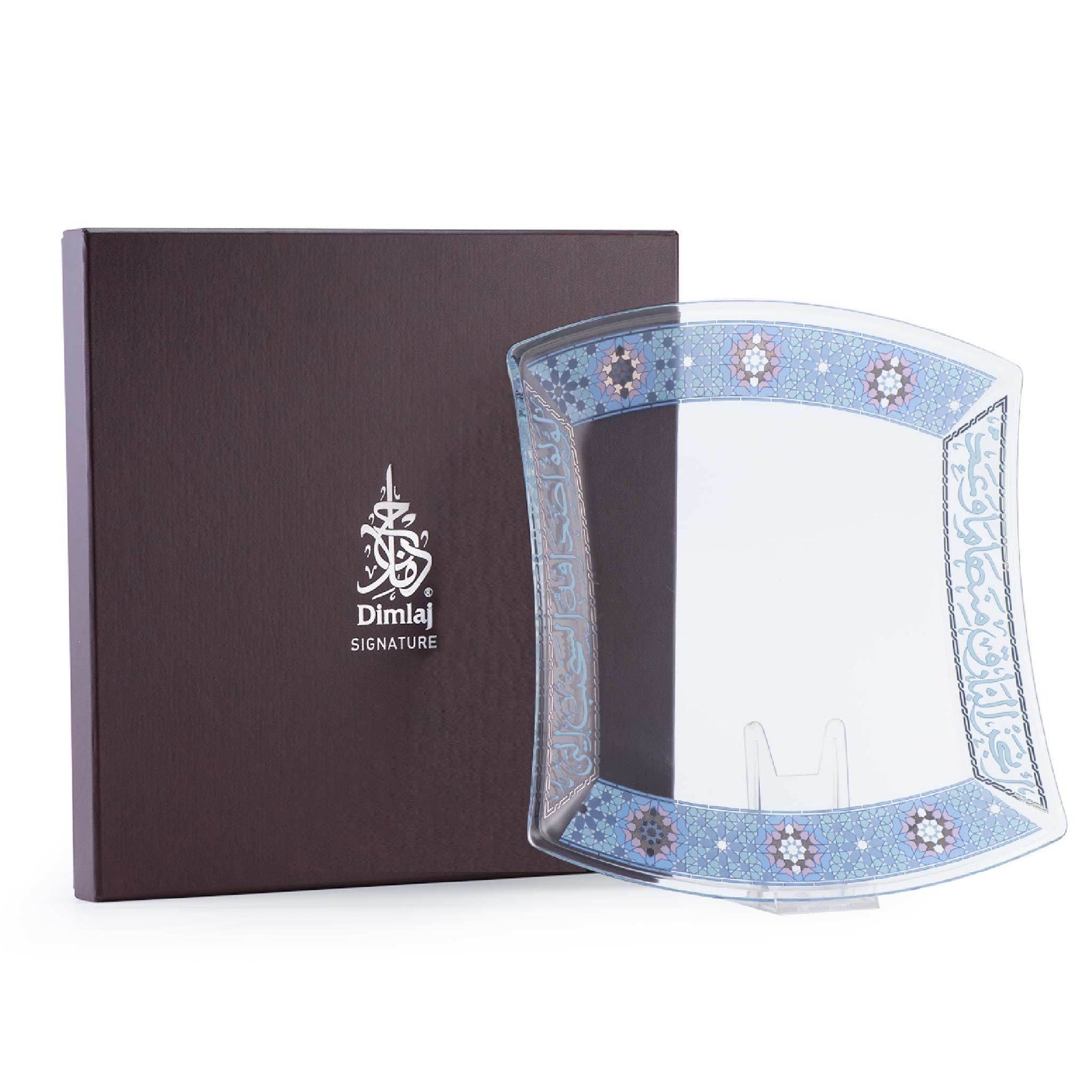 Dimlaj Melange Large Serving Plate (Platinum & Blue) - Premium Glass Plates from Melange By Dimlaj - Just $265! 