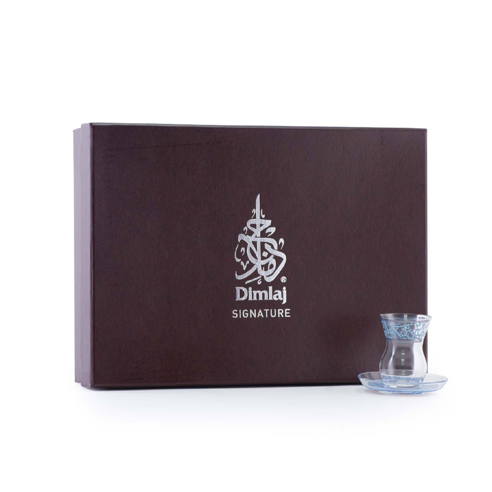 Dimlaj Melange Set of 6 Pcs Istikanas and Saucers (Platinum & Blue) - Premium Tea Istikans Without Handle from Melange By Dimlaj - Just $450! 