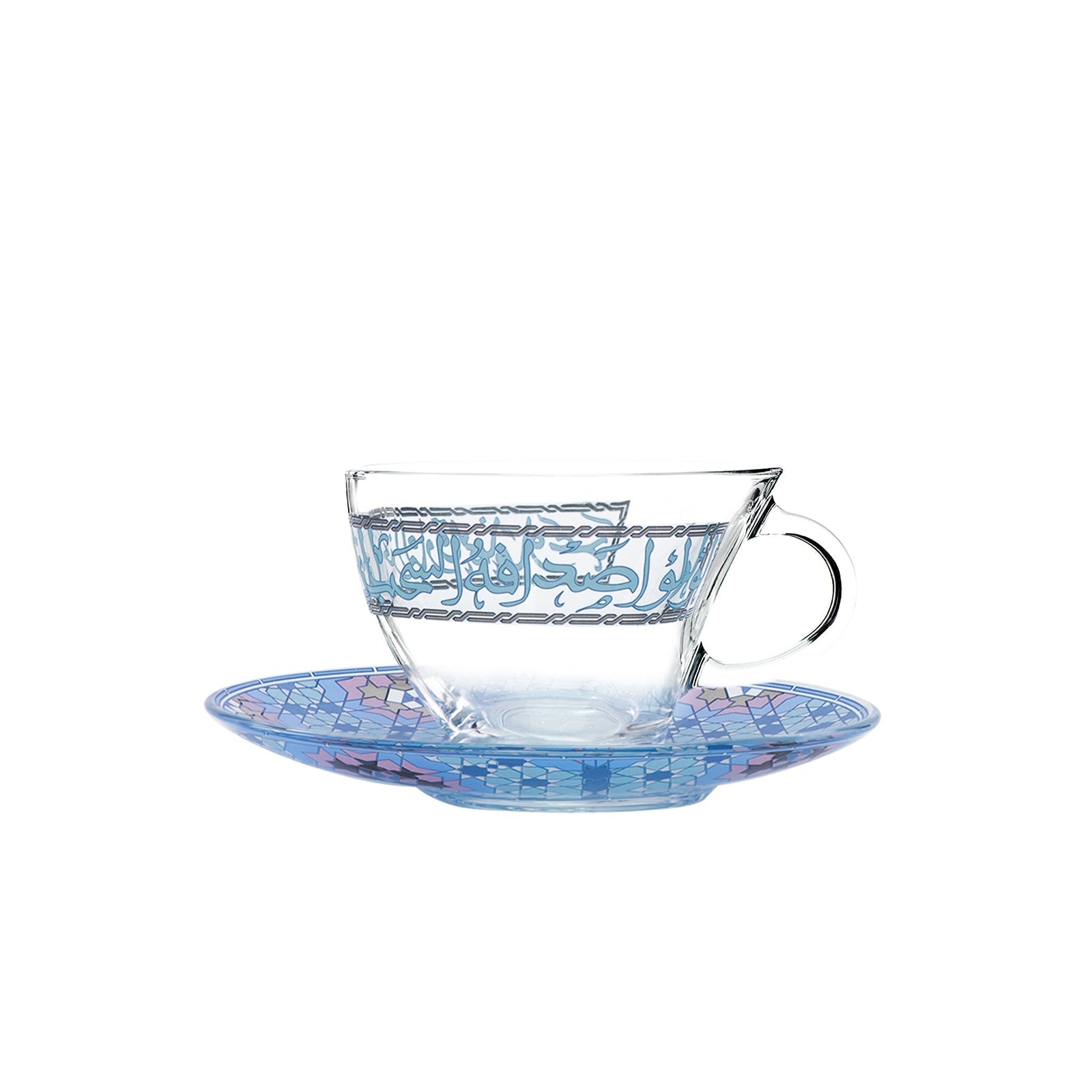 Dimlaj Melange Set of 6 Pcs Tea Cups and Saucers (Platinum & Blue) - Premium Tea Cups from Melange By Dimlaj - Just $370! 