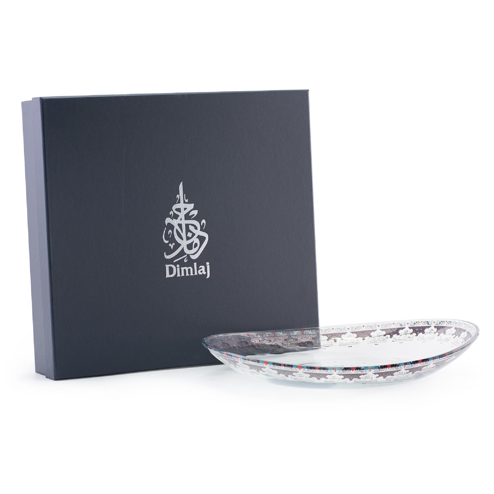 Dimlaj Suroor Large Serving Plate (Platinum) - Premium Glass Plates from Suroor By Dimlaj - Just $210! 