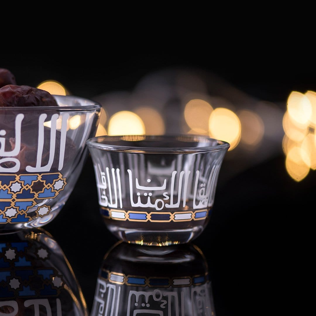 Dimlaj Asala Set of 6 Pcs Cawa Cups (Gold & Blue) - Premium Cawa Cups from Asala By Dimlaj - Just $210! 