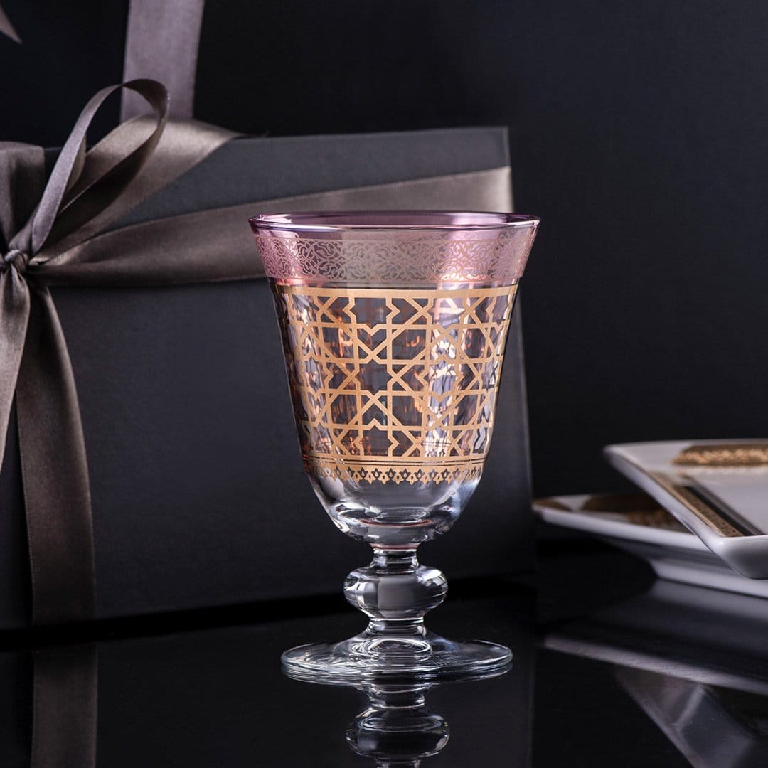 Dimlaj Cordoba Set of 6 Pcs Goblet Stems (Gold & Pink) - Premium Goblet Stemware from Cordoba By Dimlaj - Just $375! 