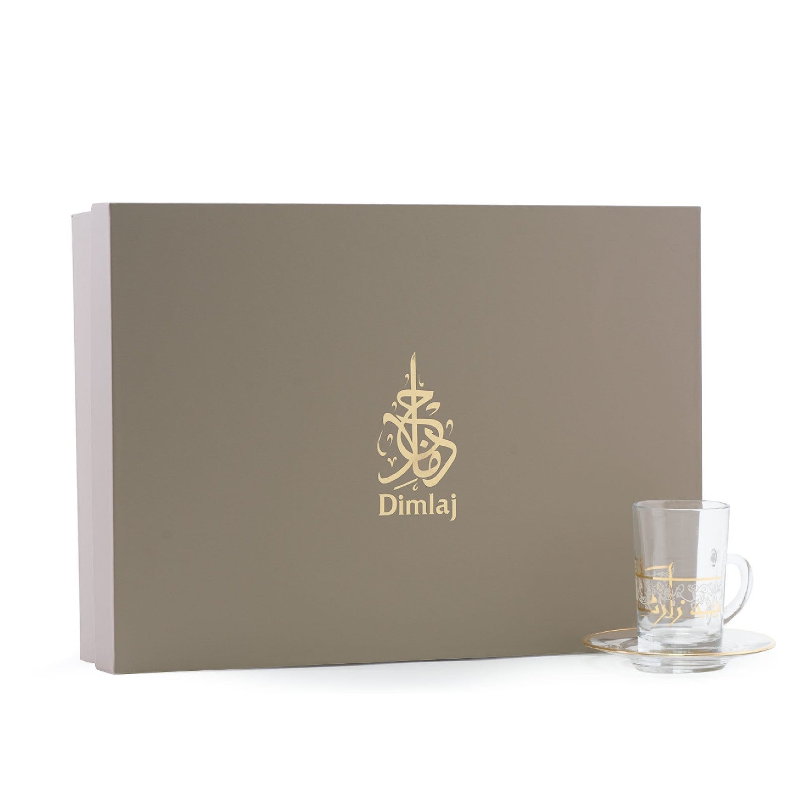 Dimlaj Deyar Set of 6 Pcs Tea Cups and Saucers (Gold) - Premium Tea Istikans With Handle from Dimlaj - Just $200! 
