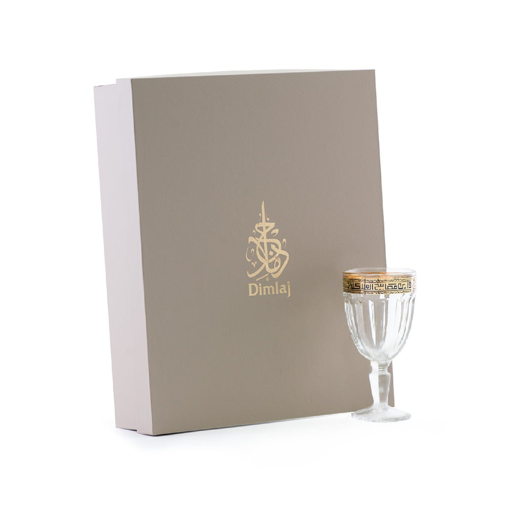 Dimlaj Touch Toujan Set of 6 Pcs Glass Stems (Gold & Black) - Premium Flute Stemware from Toujan By Dimlaj - Just $200! 