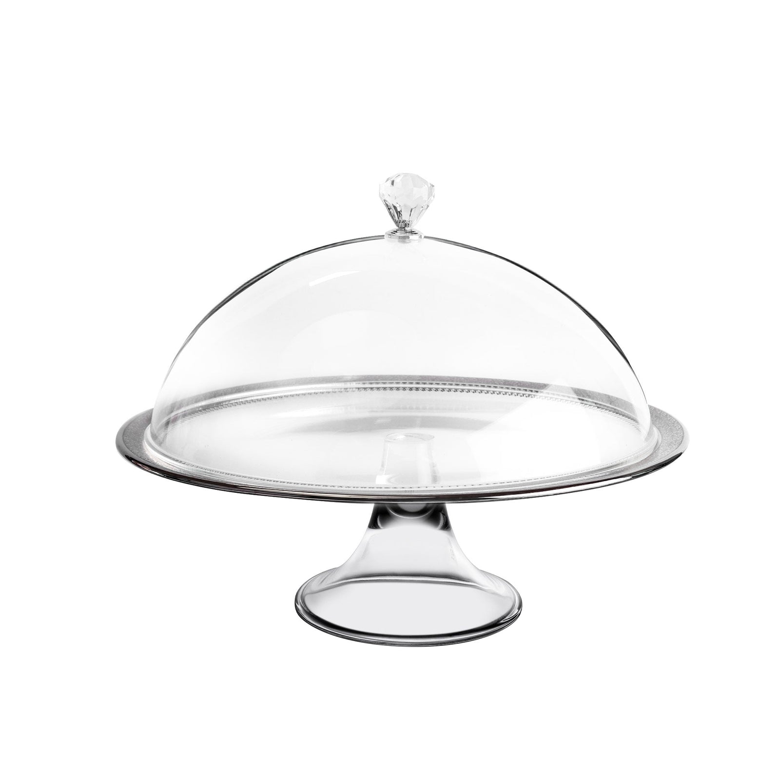 Dimlaj Cordoba Footed Cake Plate with Lid (Platinum) - Premium Stands from Cordoba By Dimlaj - Just $475! 