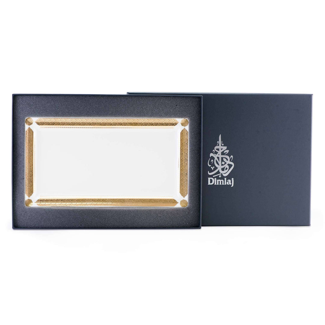 Dimlaj Cordoba Large Rectangular Serving Plate (Gold) - Premium Porcelain Plates from Cordoba By Dimlaj - Just $265! 