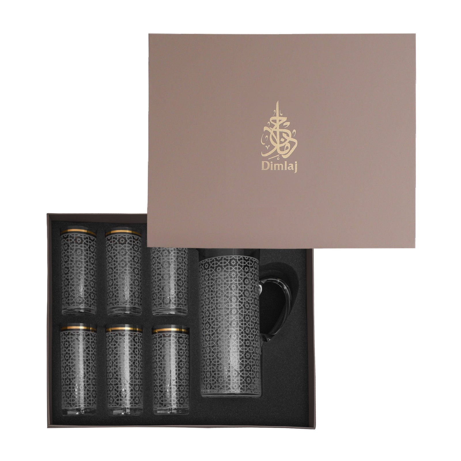 Dimlaj Ivory Set of 7 Pcs 1 pc Jug and 6 pcs Tumblers (Gold) - Premium Drinkset from Ivory By Dimlaj - Just $600! 