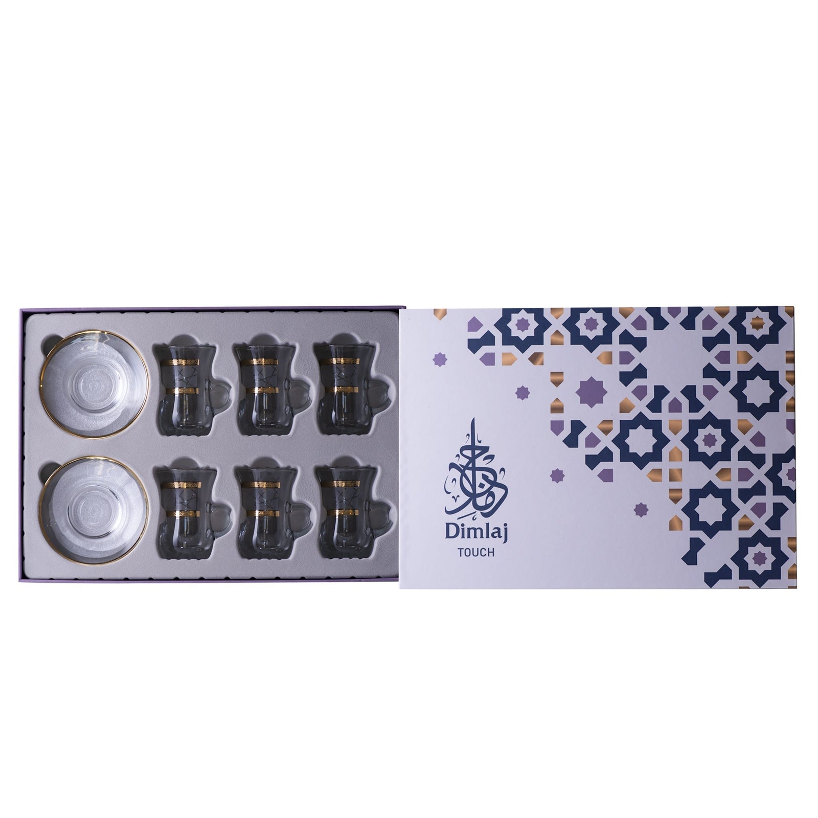 Dimlaj Touch Elena Set of 6 Pcs Tea Cups and Saucers (Gold) - Premium Tea Istikans With Handle from Elena By Dimlaj - Just $135! 