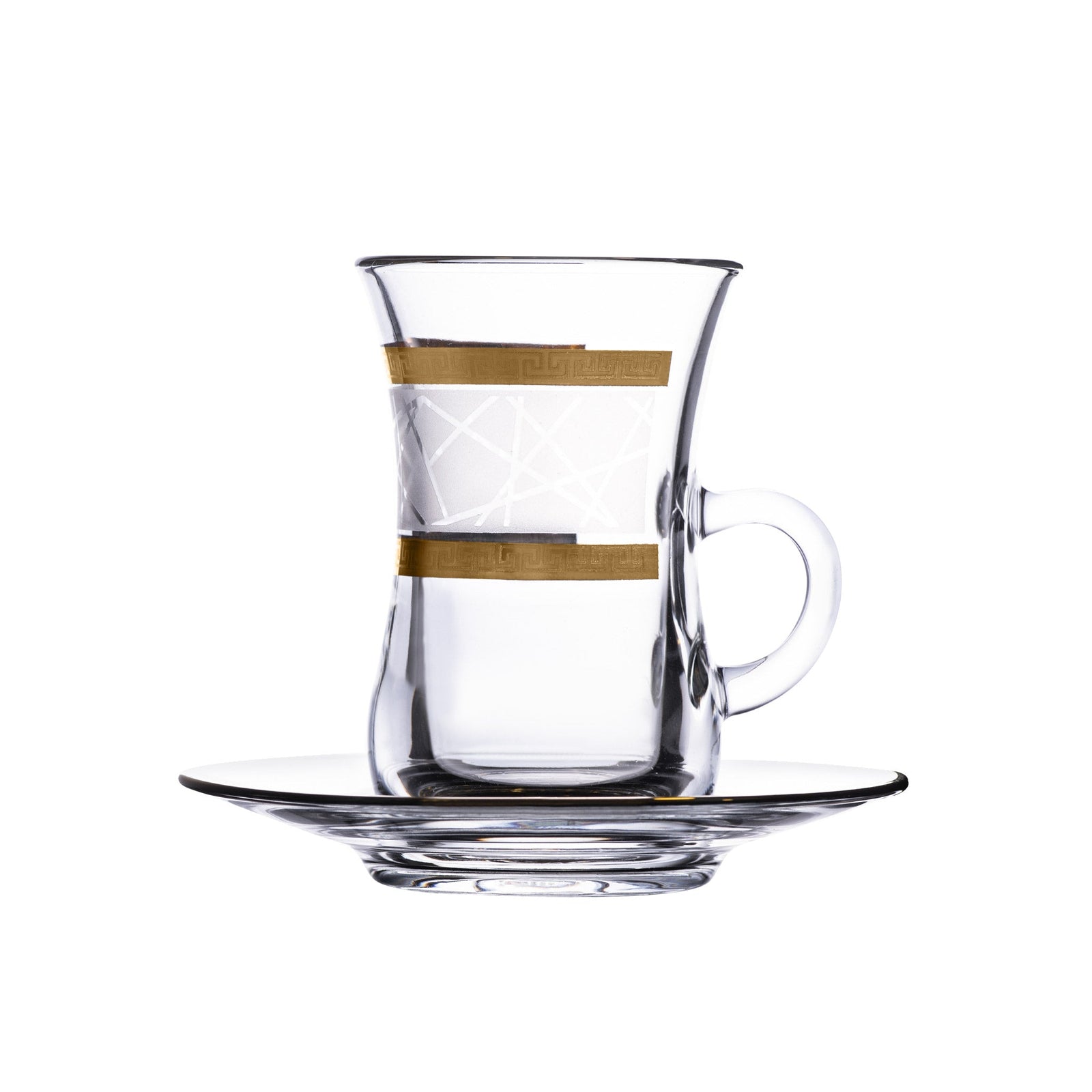 Dimlaj Touch Elena Set of 6 Pcs Tea Cups and Saucers (Gold) - Premium Tea Istikans With Handle from Elena By Dimlaj - Just $135! 