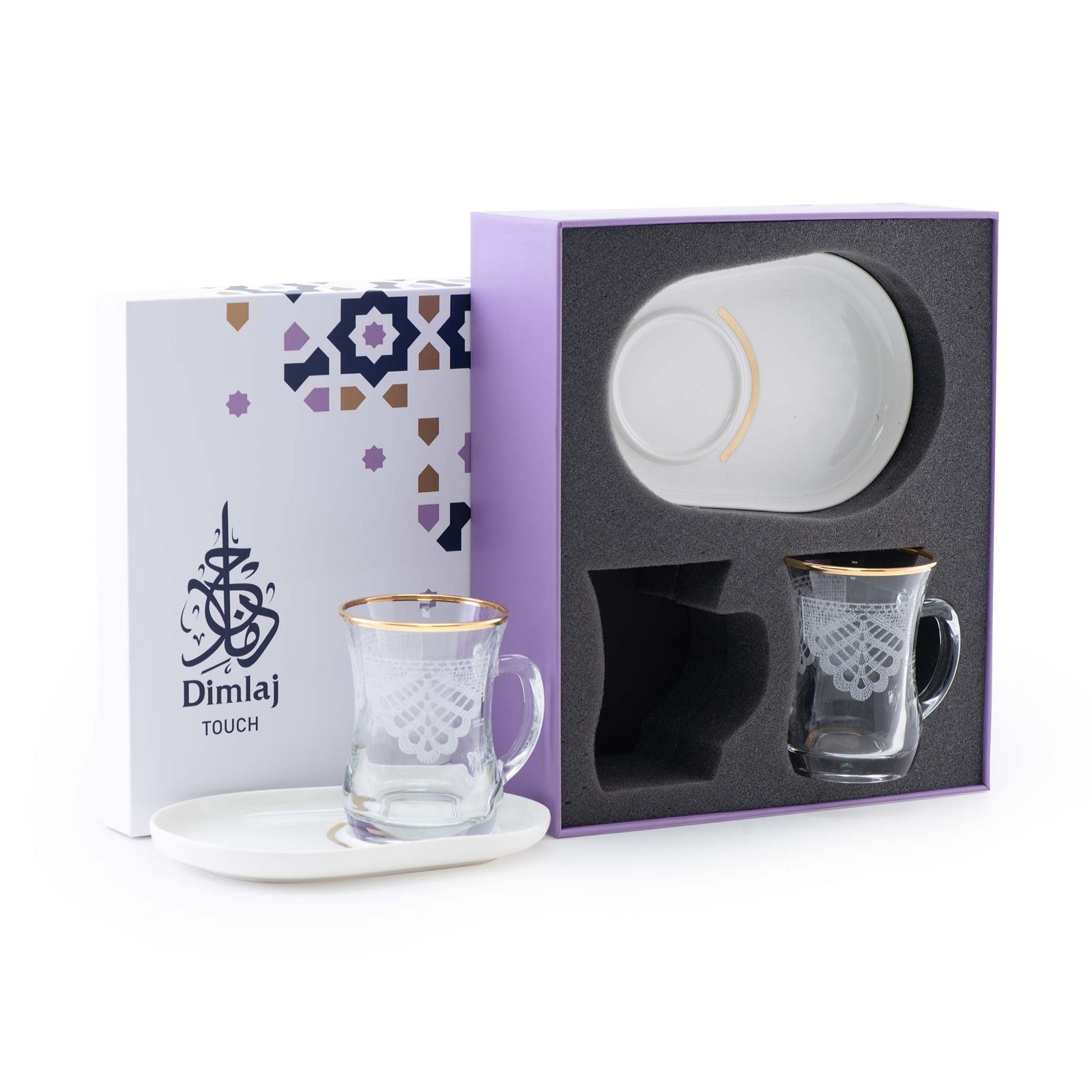 Dimlaj Touch Mood Set of 2 Pcs Mugs and Saucers Gold - Premium Mugs from Mood By Dimlaj - Just $99.99! 