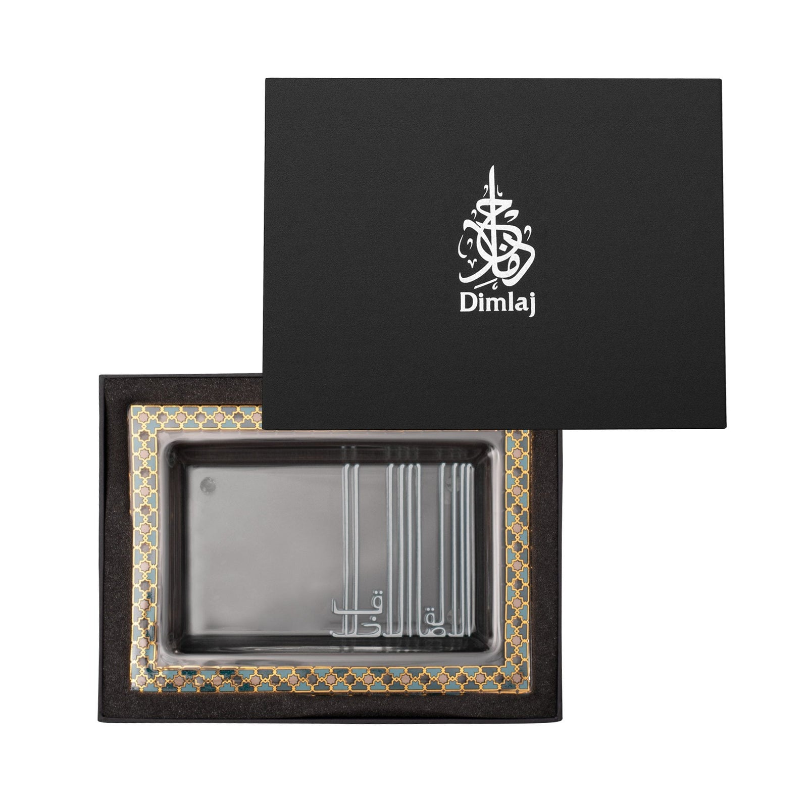 Dimlaj Asala Set of 2 Pcs Rectangle Serving Plates (Gold & Green) - Premium Glass Plates from Asala By Dimlaj - Just $235! 