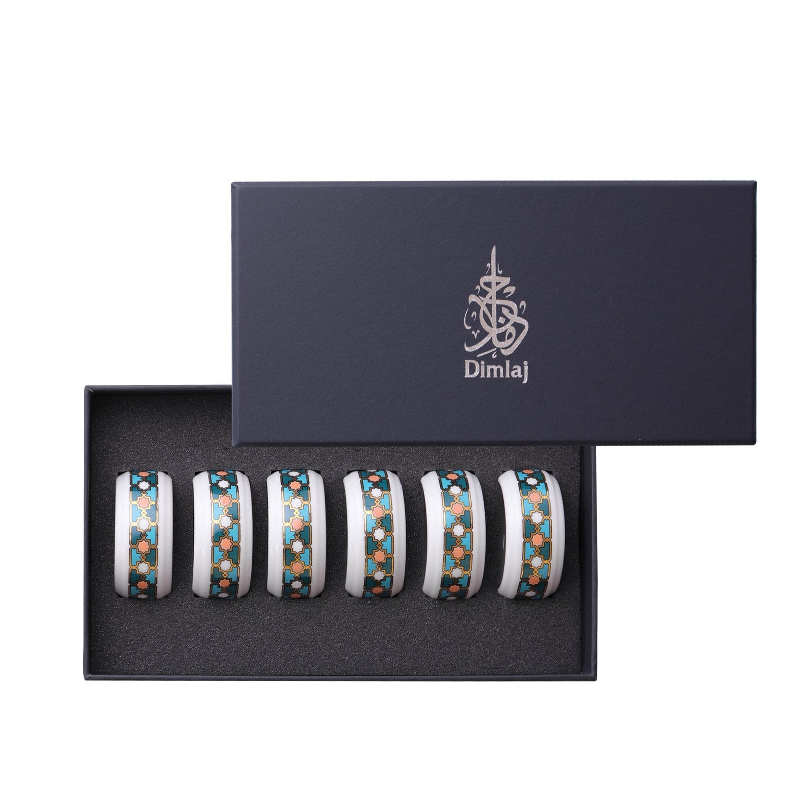 Dimlaj Asala Set of 6 Pcs Napkin Rings (Gold & Green) - Premium Table Accessories from Asala By Dimlaj - Just $370! 