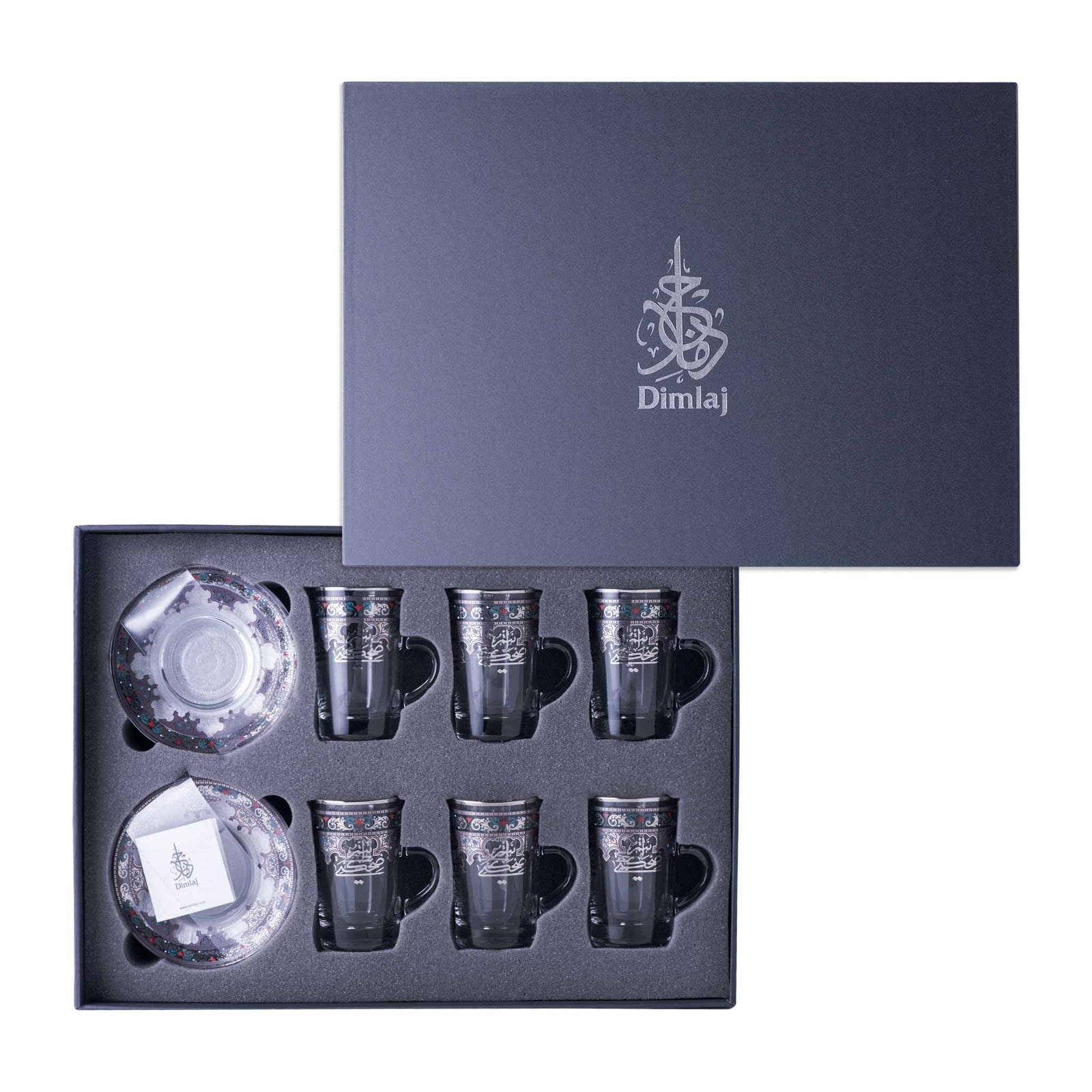 Dimlaj Suroor Set of 6 Pcs Tea Cups and Saucers (Platinum) - Premium Tea Istikans With Handle from Suroor By Dimlaj - Just $265! 