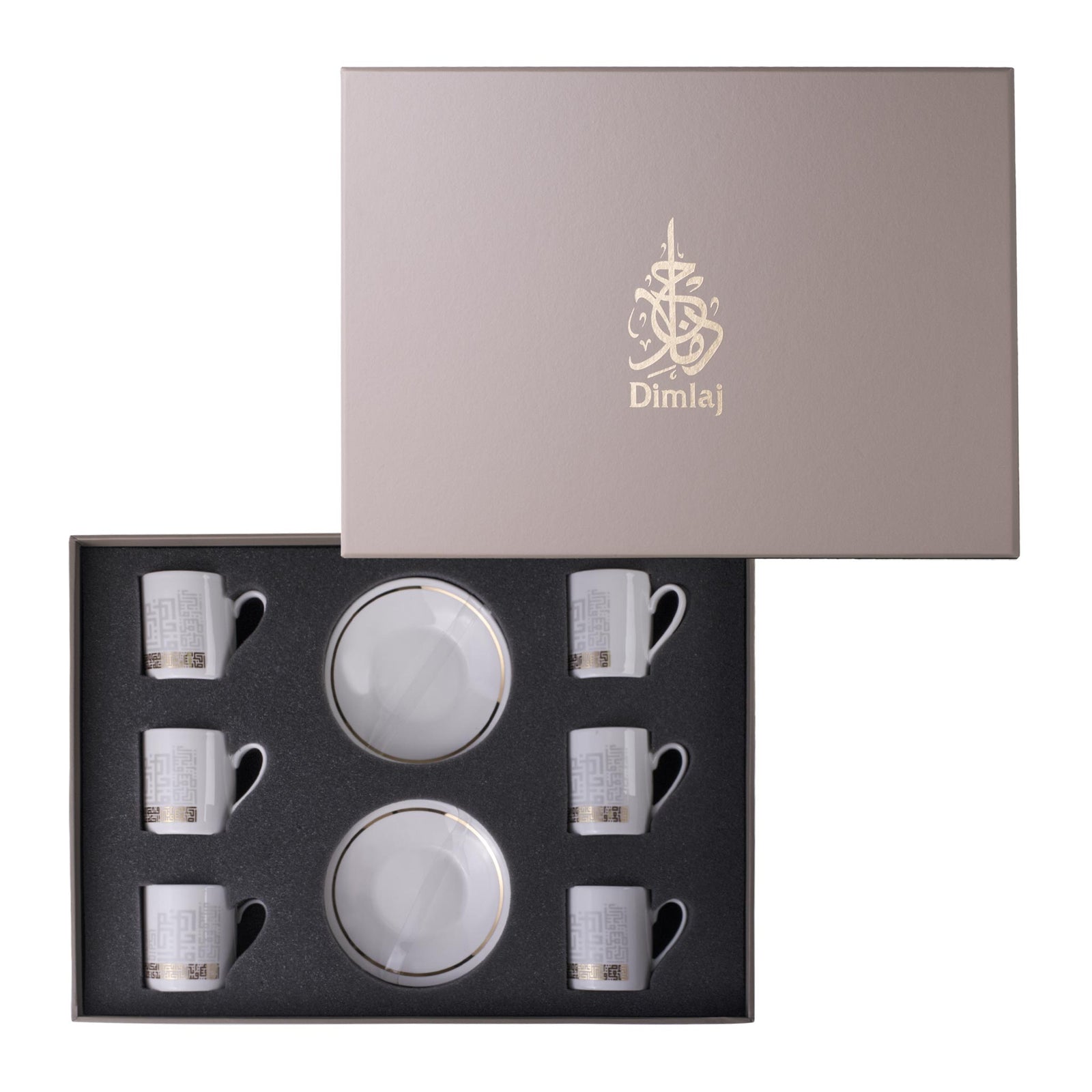 Dimlaj Abraj Set of 6 Pcs Turkish Coffee Cups and Saucers (Gold) - Premium Coffee Sets from Abraj By Dimlaj - Just $185! 