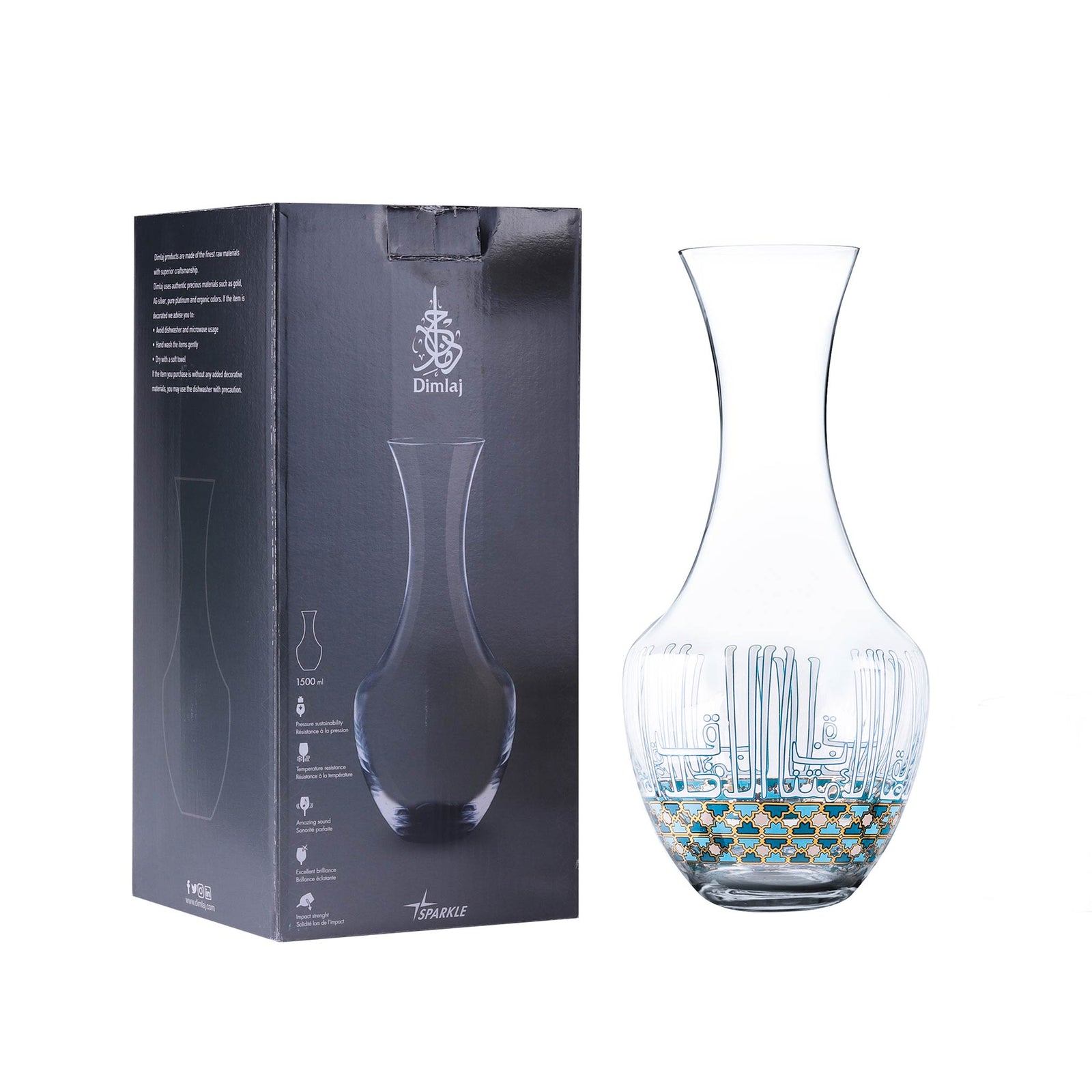 Dimlaj Asala Crystal Decanter (Gold & Green) - Premium Jugs from Asala By Dimlaj - Just $185! 