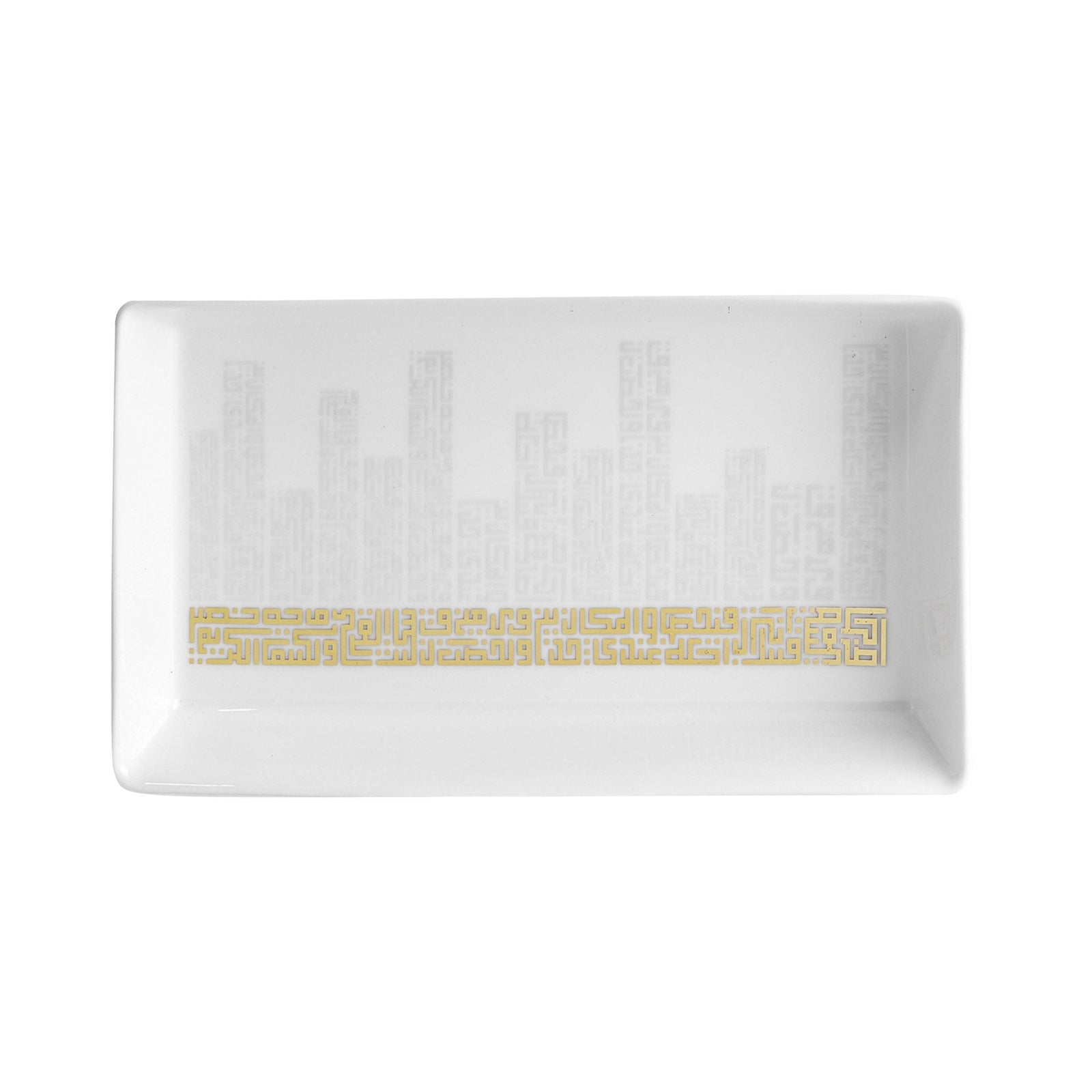 Dimlaj Abraj Set of 2 Pcs Medium Rectangle Plate (Gold) - Premium Porcelain Plates from Abraj By Dimlaj - Just $235! 