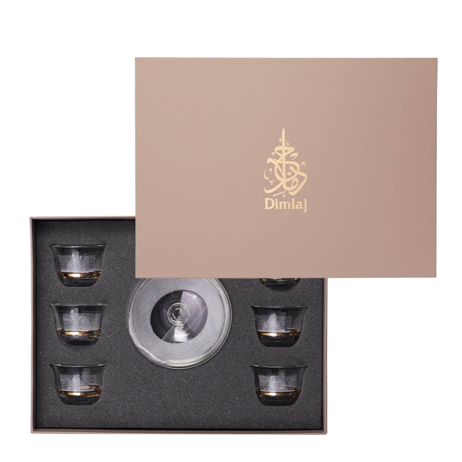 Dimlaj Massar Set of 7 Pcs Cawa Cups and Serving Bowl (Gold) - Premium Cawa Cups from Massar By Dimlaj - Just $160! 