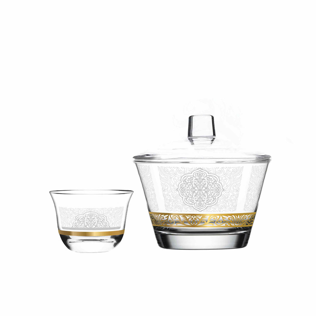 Dimlaj Massar Set of 7 Pcs Cawa Cups and Serving Bowl (Gold) - Premium Cawa Cups from Massar By Dimlaj - Just $160! 