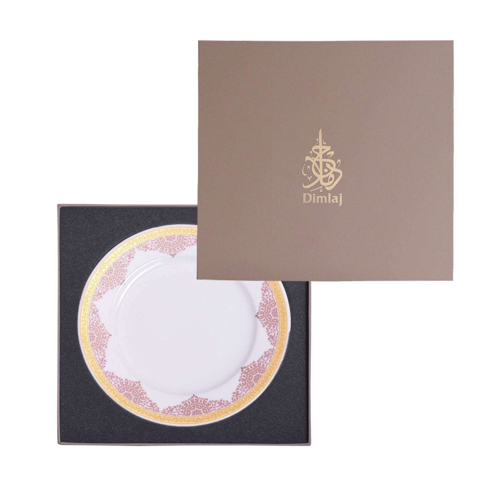 Dimlaj Selena Set of 3 Pcs Porcelain Plate set (Gold & Pink) - Premium Platters from Selena By Dimlaj - Just $168! 